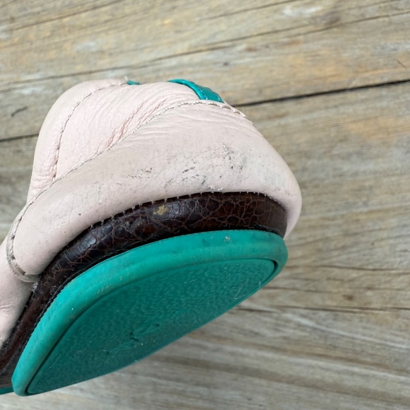 Tieks by Gavrieli Ballet Flats Pale Pink Leather Teal Sole Size 8 - Picture 8 of 11